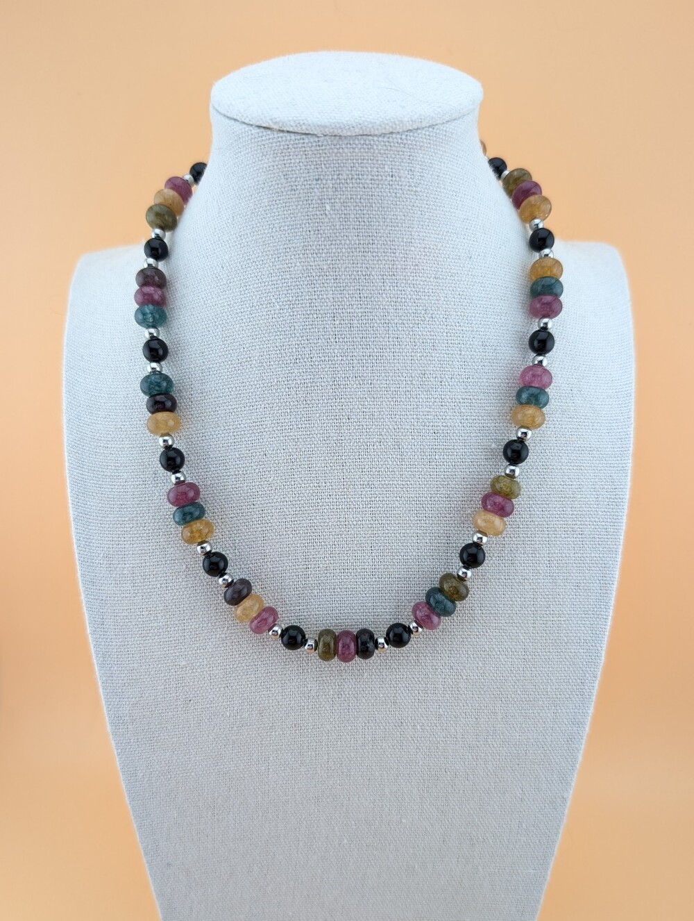 NWT Multicolor Tourmaline Rainbow Gemstone Beaded Boho Necklace